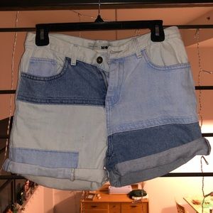 Topshop Moto Patchwork Denim Shorts